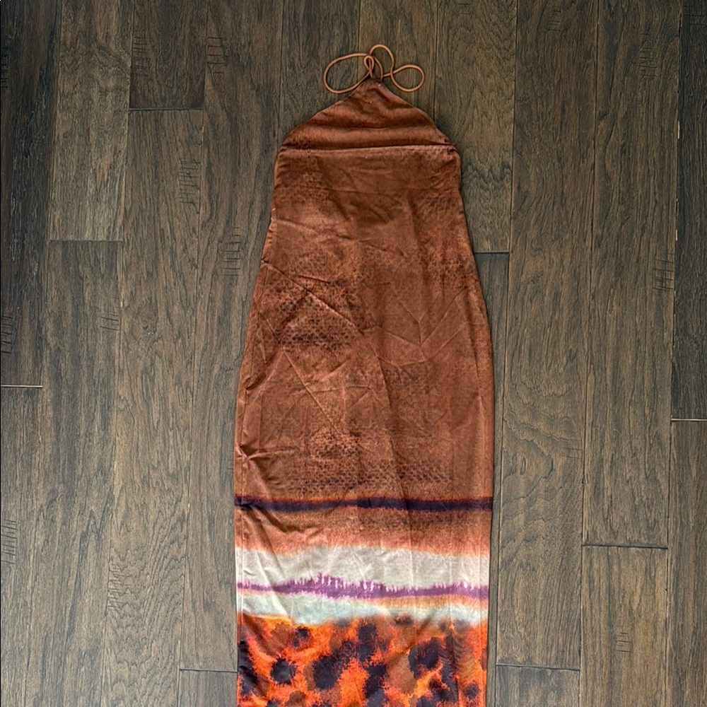Zara Brown Orange Tie-Dye Maxi Dress